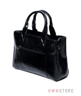Купить сумку - портфель женскую черную с карманом впереди онлайн  - арт.3229